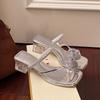 Silver Cool Slippers Women's Summer Wear New High-end Flower Cover Toes with Skirt Sandals