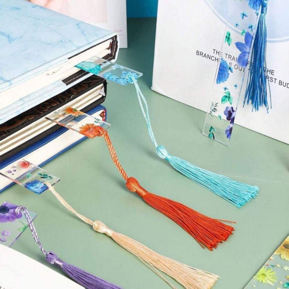 10Pcs/Set With Tassels Flower Bookmarks Stationery Book Page Markers Study/Library