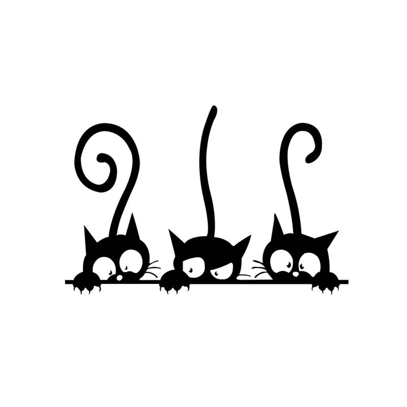 Three Funny Cats Wall Sticker Home Decor Kids Room Living Room Background Decoration Mural Art Decals Cute Animal Stickers
