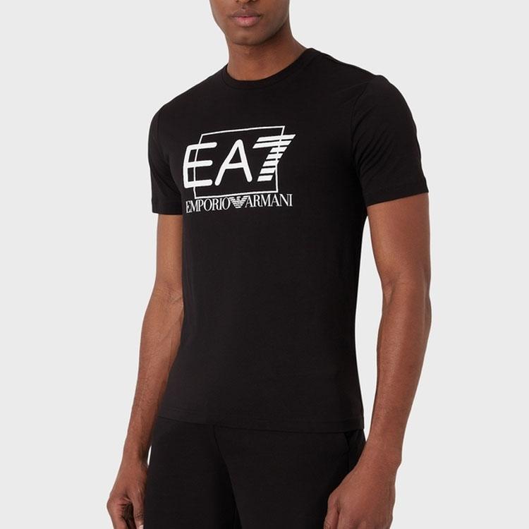 Emporio Armani EA7 SS23 Logo Print Casual Crew Neck T-Shirt Men tops Black 3RPT81-PJM9Z-1200