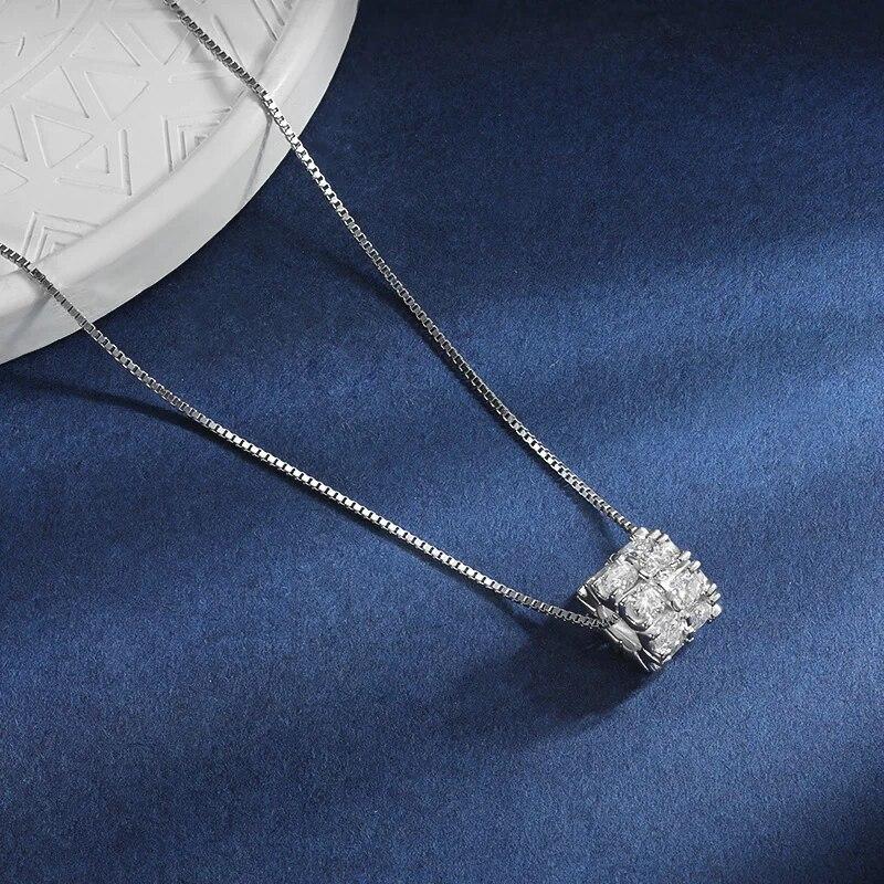 D Color 6cttw Moissanite Necklace Pendant for Women S925 Silver 3mm Full Diamond Ball-shaped Neck Chain Charm Jewelry