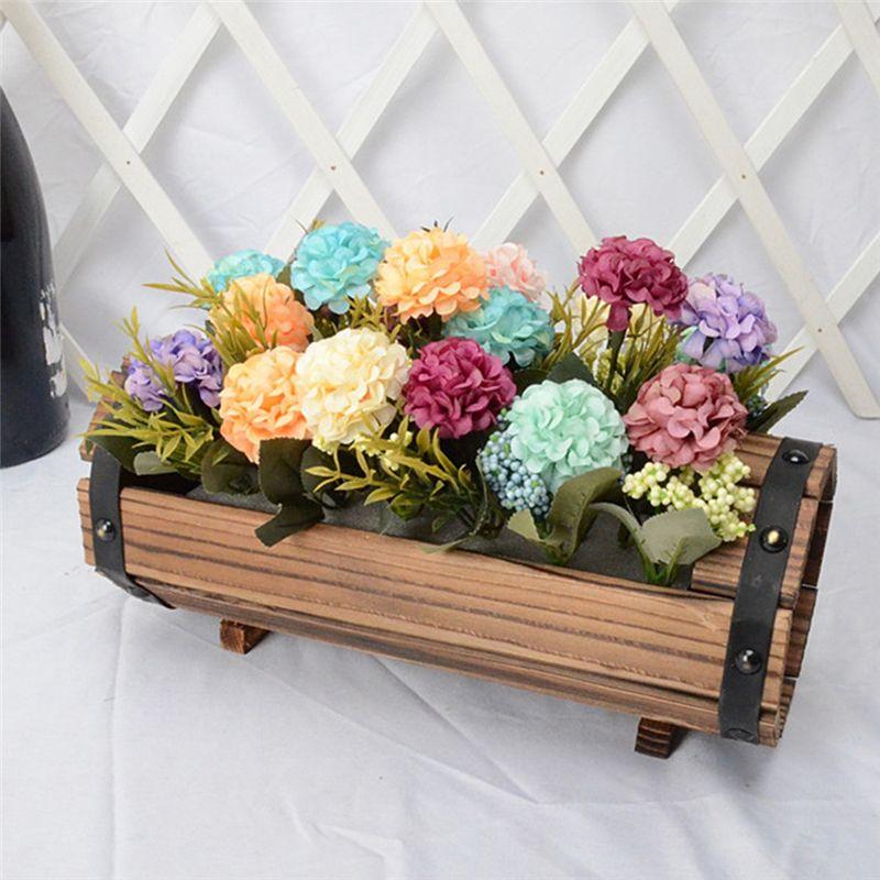 M-Modern-Wood Flower Pots Wedding Decoration Carbonized Antiseptic Wood Flower Boxes Balcony Succulents Wooden Flower Pots
