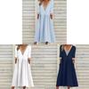 Cotton Linen Midi Dress With Ruffle Details For Office Women