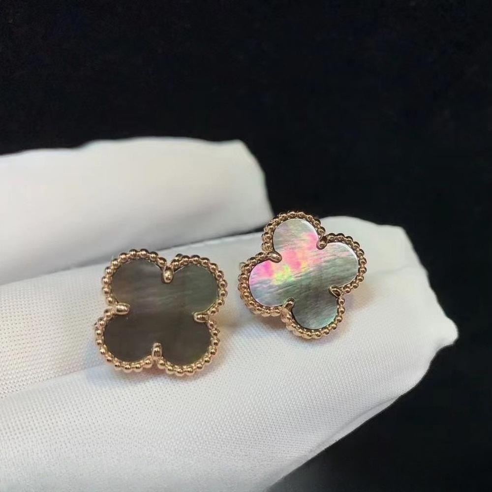 

Чотирилисник Нові сережки Червоний халцедон 18k Рожеве золото Сережки-чотирилисники Жіночі Легка розкіш Висококласні Модні сережки gold сірий