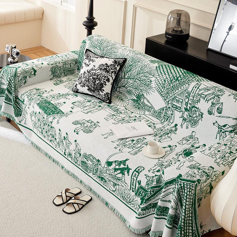 

Высококачественная карта реки Цинмин Софа Полотенце Все включено Универсальный Чехол Накидка Плед для сна Шенилловая накидка Защита от царапин 180*130cm