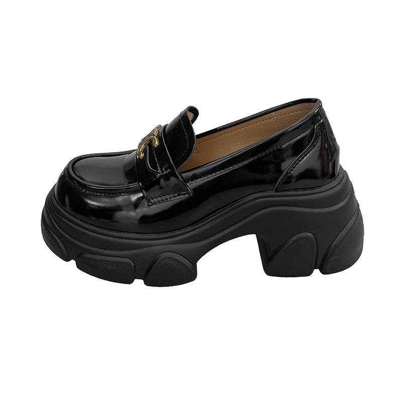 Small Leather Shoes Women's British Style Summer 2025 New One-pedal Lazy Loafers Platform Thick Heel Heightening Single Shoes