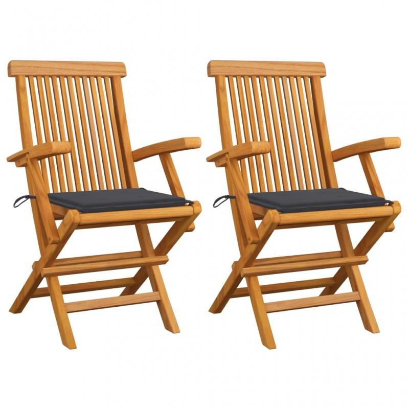 Day and Night - Day and Night Garden Chairs 2 Units Teak Wood with Anthracite Gray Cushions