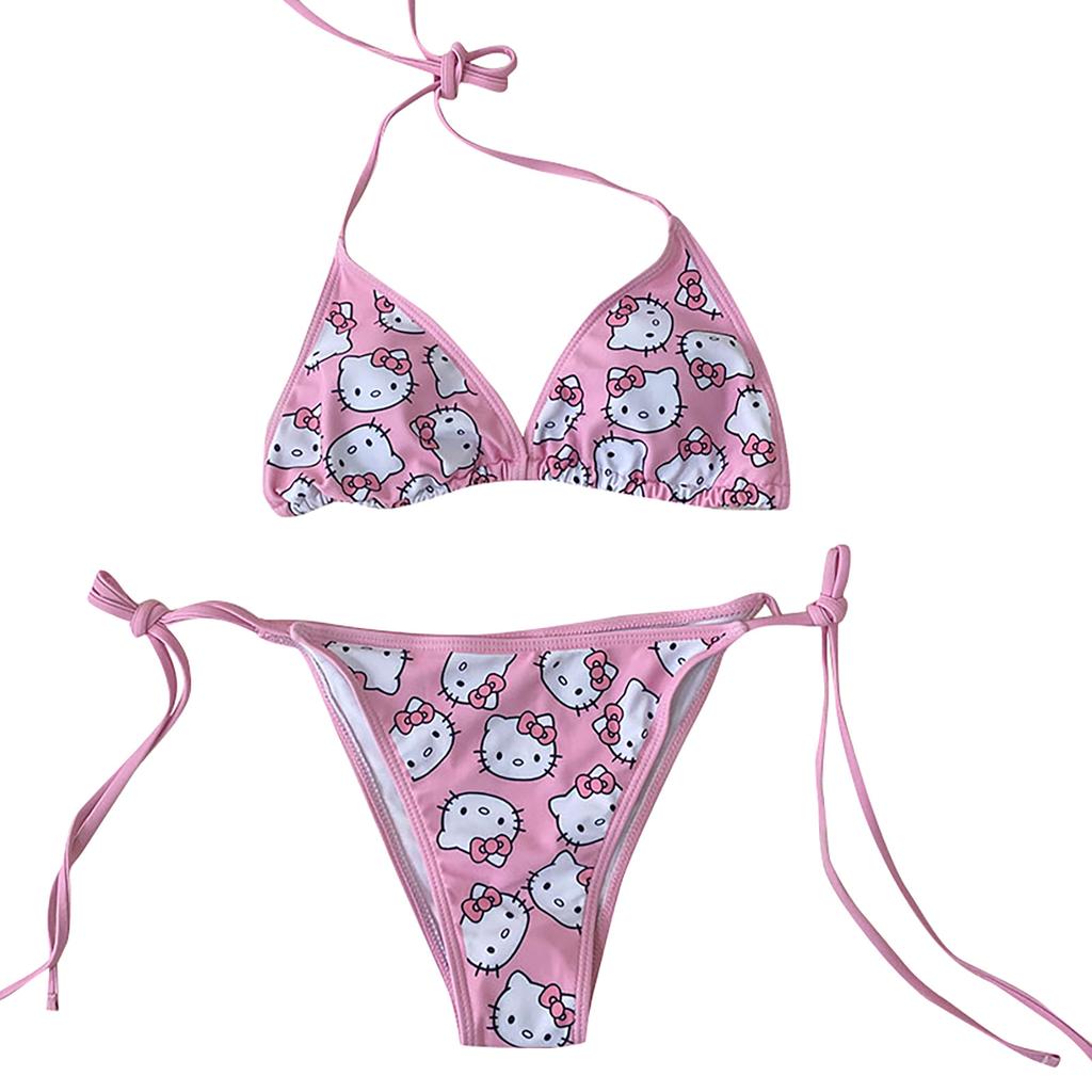 Women's Two-piece Swimsuit Sling Swimsuit Liner Backless Two-piece Swimsuit Vest With Underwear Slim Color Striped Swimsuit Set