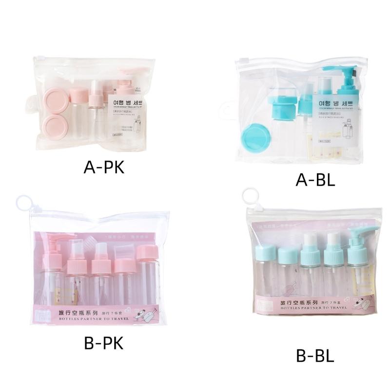 7/9 Pieces Multifunctional Cosmetic Bottles Leak Proof Travel Container Travel Bottles Set for Shampoo Lotion Cream
