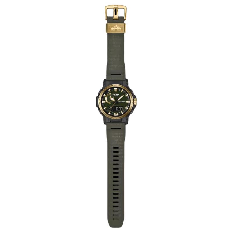 

CASIO PRO TREK series - disc dual display 100 meters waterproof solar Quartz resin strap men s watch green dial PRW-61ANS-3JR зелений