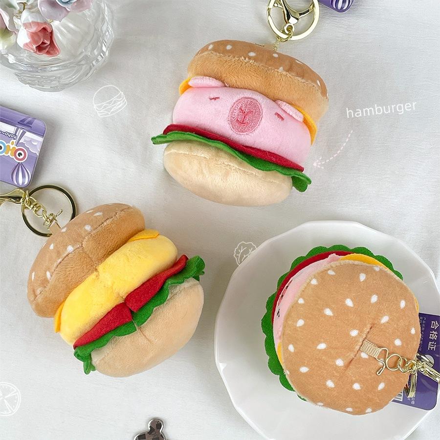 Cute Hamburger Sandwich Kapibala Plush Doll Pendant Creative Husky Little Yellow Duck Flour Pig Doll