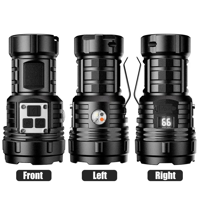 New Multifunctional Mini Flashlight With Power Display And Magnetic Attraction torch Rechargeable Portable Strong Light lantern