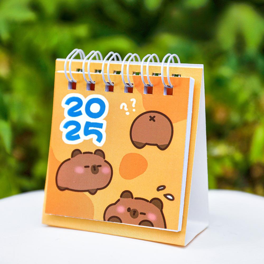 Kawaii Mini Small Desk Calendar July 2024 To December 2025 Pocket Portable Carton Calendar Punch Plan Officce Desktop Decoration