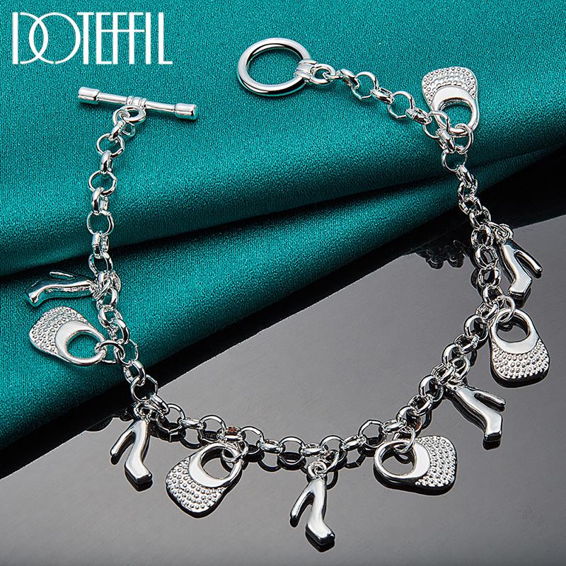 Shoes Bag Pendant Bracelet Silver Beautiful Jewelry