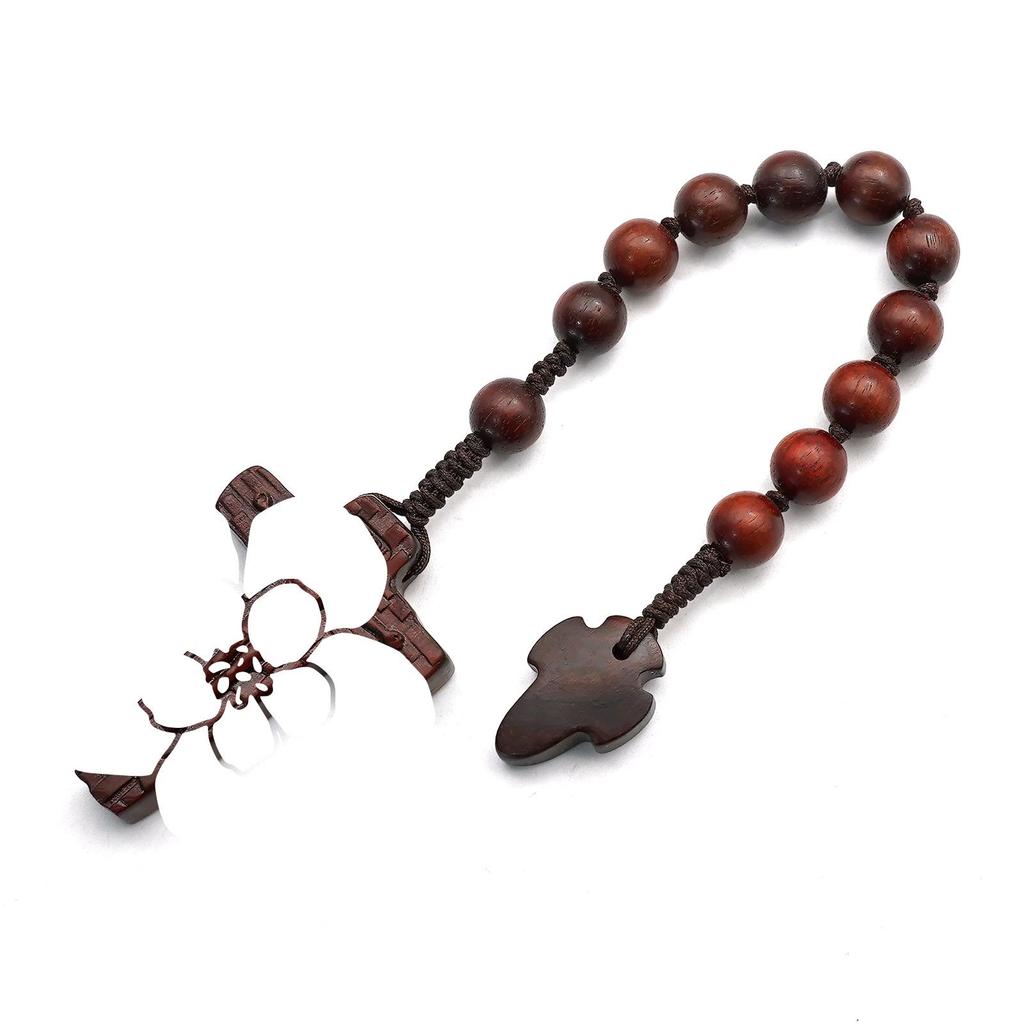 Handmade Rosewood Mala 8mm with Simple Shale Background and Rope-Woven Design