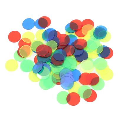 100 ks Herní žeton Disk Průsvitný Průměr 15 mm Kulatý 4 barvy Desková hra Počítací disk Žeton