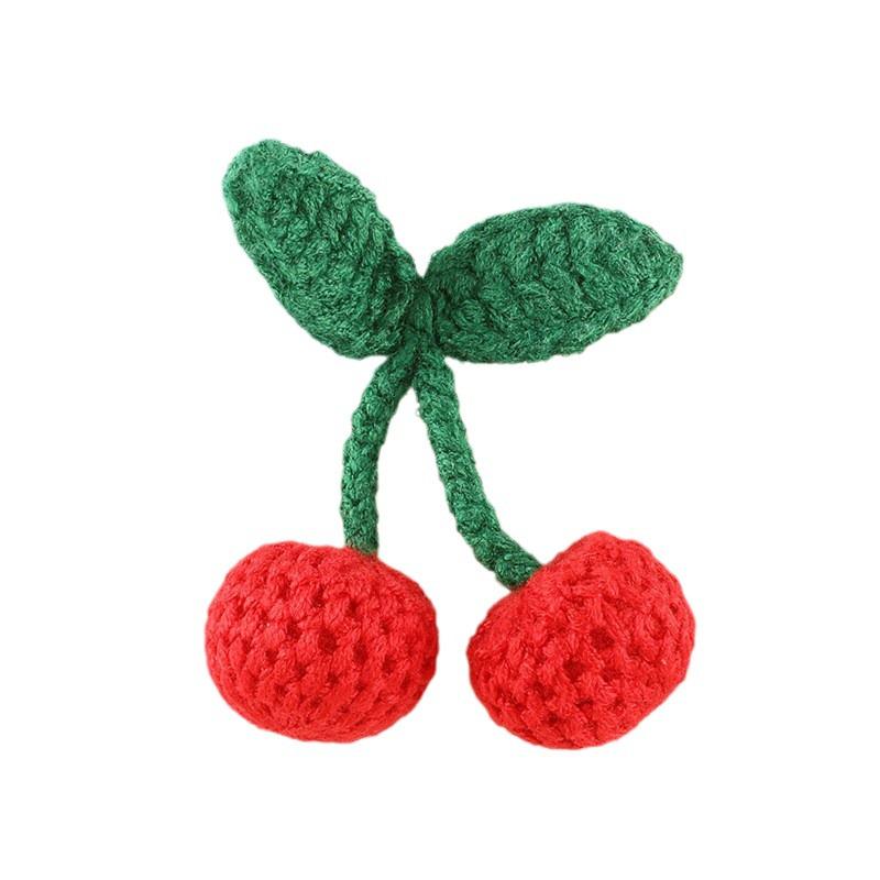 Cherry Crochet Embroidery Patch - Handcrafted Hair Accessory & DIY Embellishment