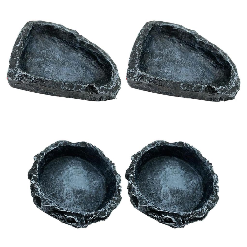 2Pcs Reptile Water Dishes Food Bowls Resin Terrarium Decor Worm Feeder for Frog Bearded Dragon Amphibian Hermit Crab Chameleon