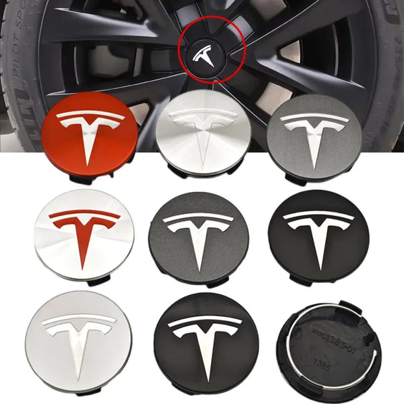 4 Stück/Set ABS 56mm Tesla Original Auto Radnabenkappen Logo Emblem Für Tesla Model 3 Y S X Felgen Radnabenabdeckungen Kappen Abzeichen Zubehör
