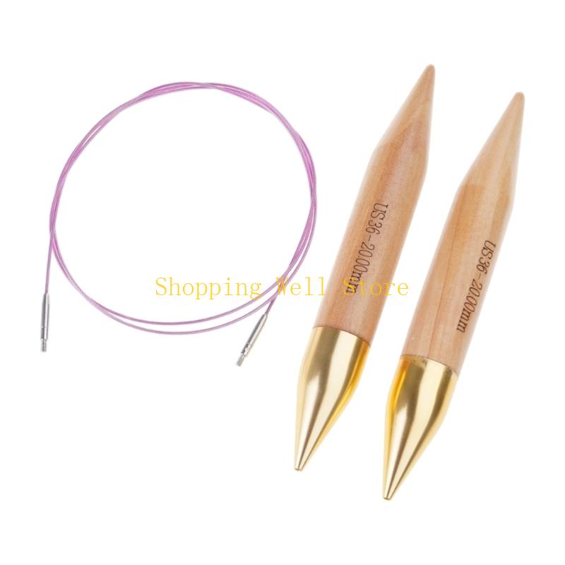 KX4B 2Pcs Interchangeable Knitting Needle Large Knitting Needle with 80cm Cable
