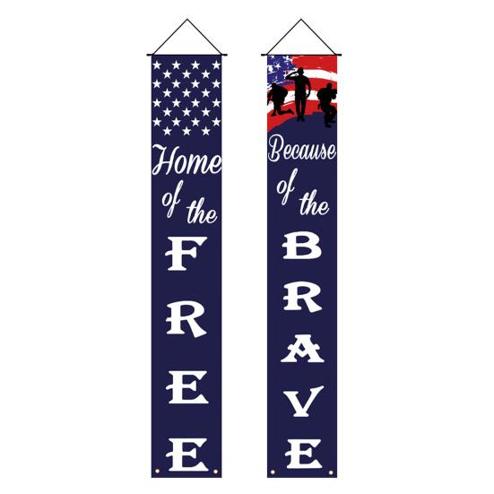 4th of July Patriotic Door Banners Outdoor Patriotic American Flag Hanging Porch