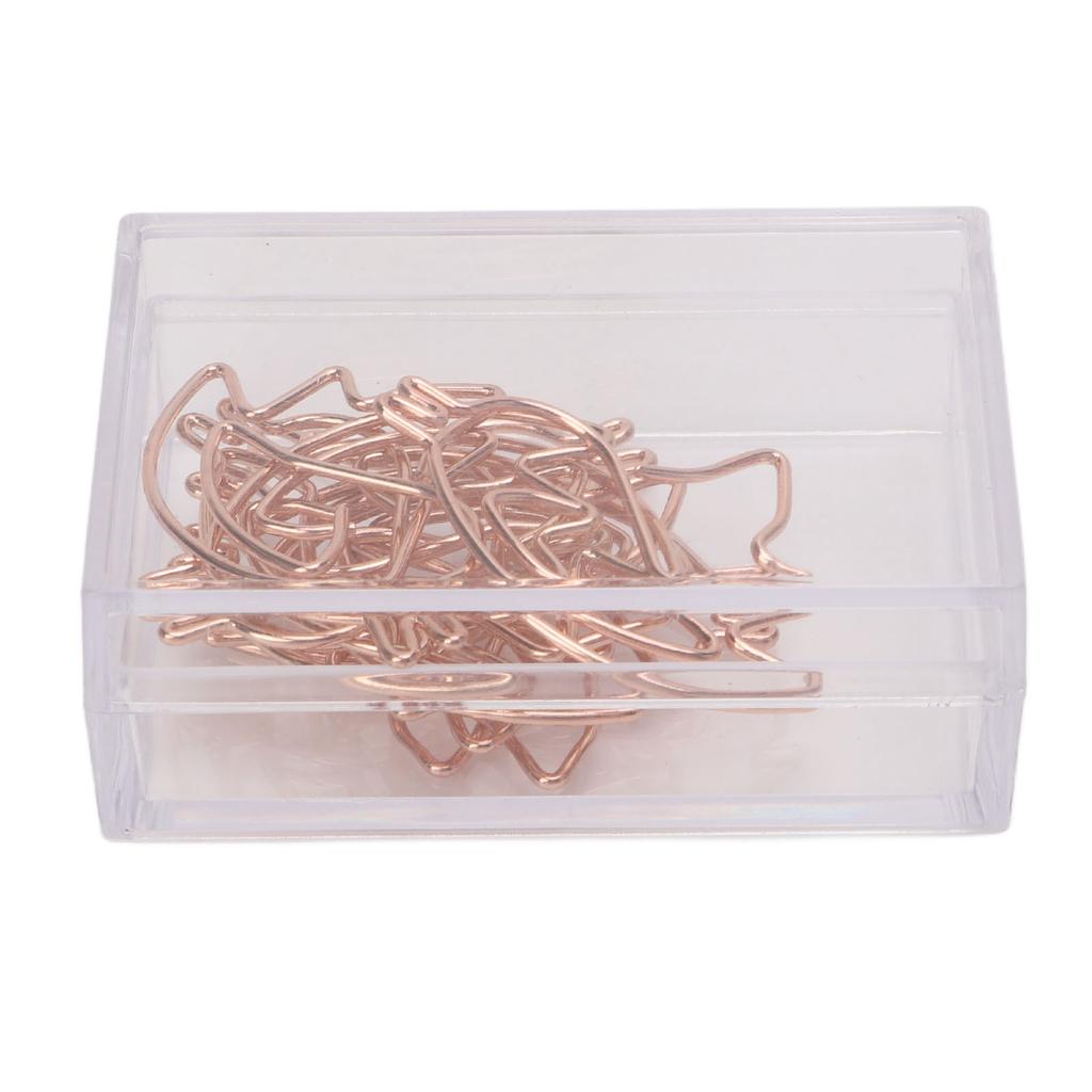 100PCS Paper Clips Portable Cute Animal Shape Electroplating Rose Gold Metal Paper Clip Box Office