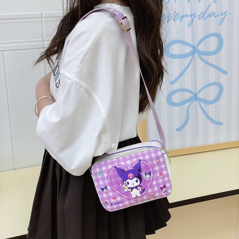 Kuromi Childrens Cute Girls Shoulder Bag With Animal Print For Daily Use