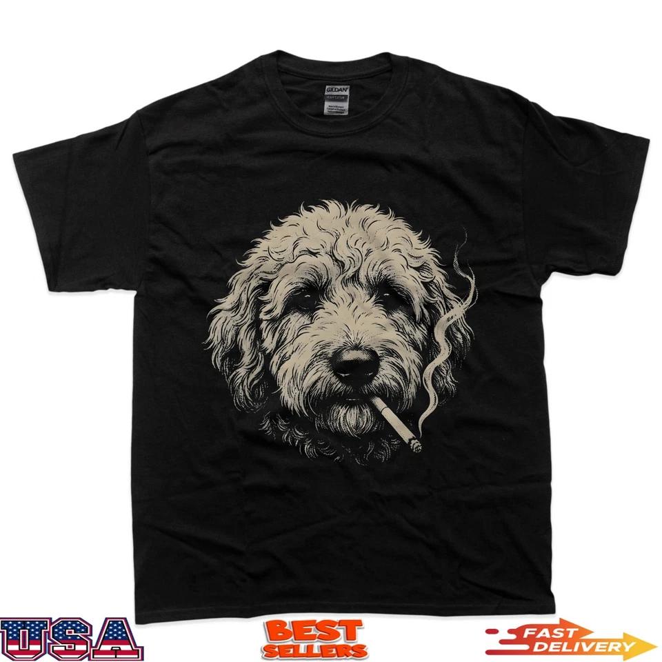 Dog Smoking Cigarette Funny Goldendoodle Meme T-Shirt M
