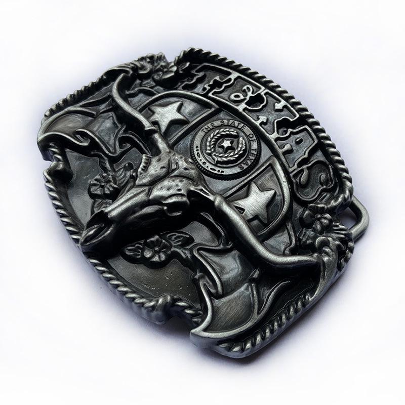 Texas Flag Bull Head Belt Buckle - Western Style Fashion Accessory