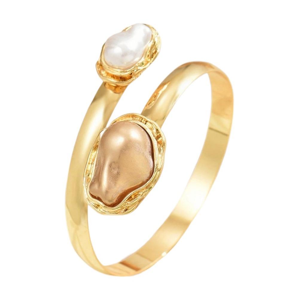 Metal Opening Arm Bracelet Gold Color Arm Bracelet Glamorous Wide Open Bangle  Women's Accessories