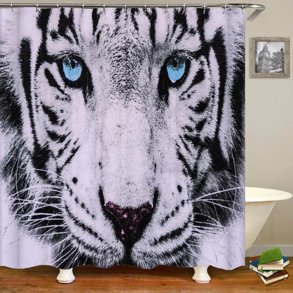 Horse Elephant Shower Curtain 3d Printing Waterproof Polyester Animals Bathroom Curtains Decoration with Hook Curtain