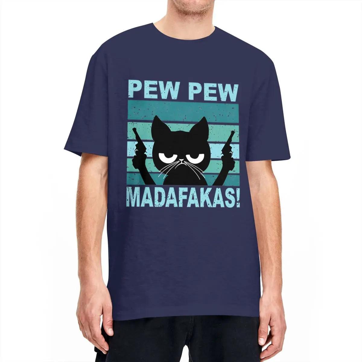 

Pew Pew Madafakas T Shirt Cat Popular T-Shirts Short Sleeves Streetwear Tshirt Summer 100% Cotton Crewneck Oversize Clothing 4XL