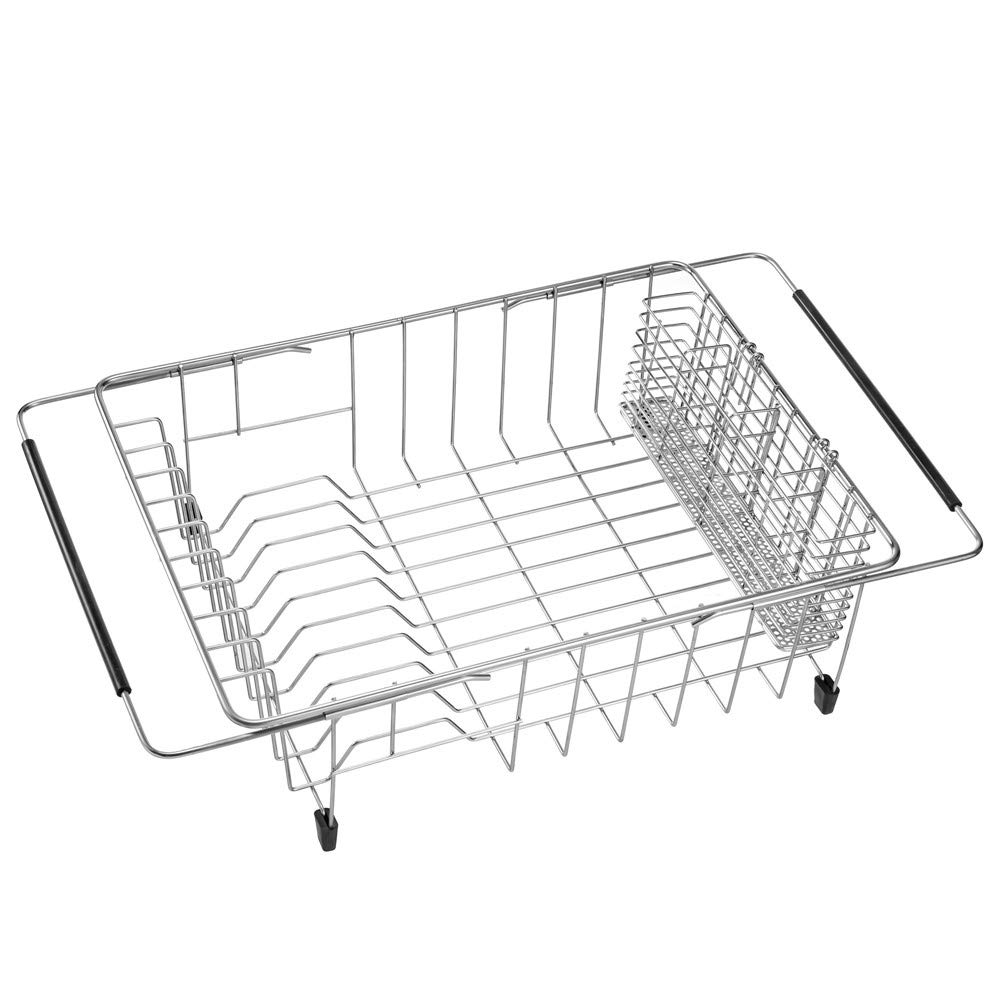 

SANNO Раздвижная сушилка для посуды для раковины Глубокая Большая Сушилка для посуды 4-секционная Сушилка для посуды Столовые приборы Посуда Столешница Раковина Посуда Нержавеющая Сталь Стойка, Стойка,