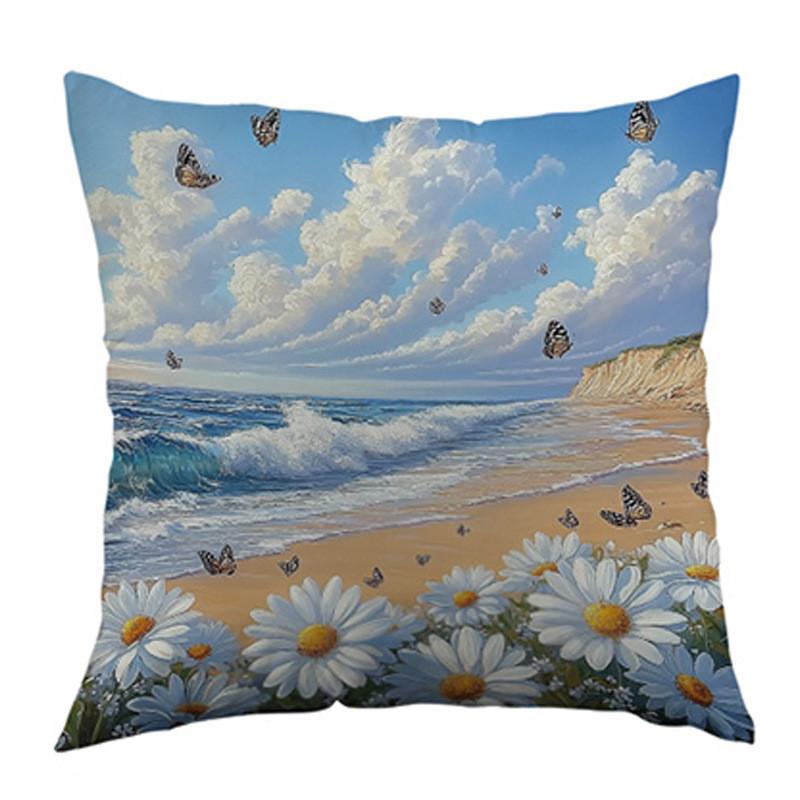 

1pcs 45cm Decorative Throw Pillows Cover Square Cushion Cover for Couch Sofa Bed Landscape Patterns Home Decor Pillowcase 40x40cm