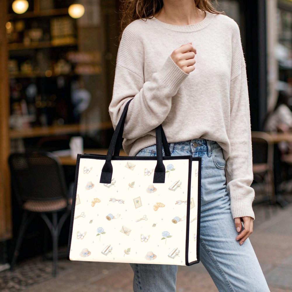 Cute Pattern Tote Bag for Daily Use Portable Casual Handbag Stylish Lightweight Shopping Carry Bag