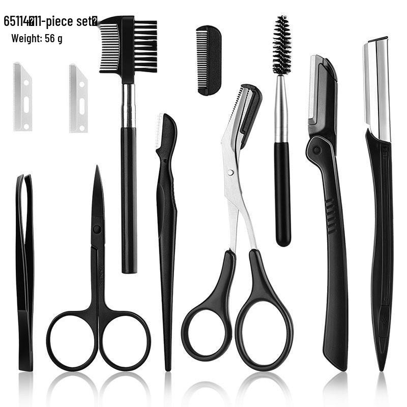 Detachable Eyebrow Razor & Scissors Beauty Set with Eyelash Brush and Comb
