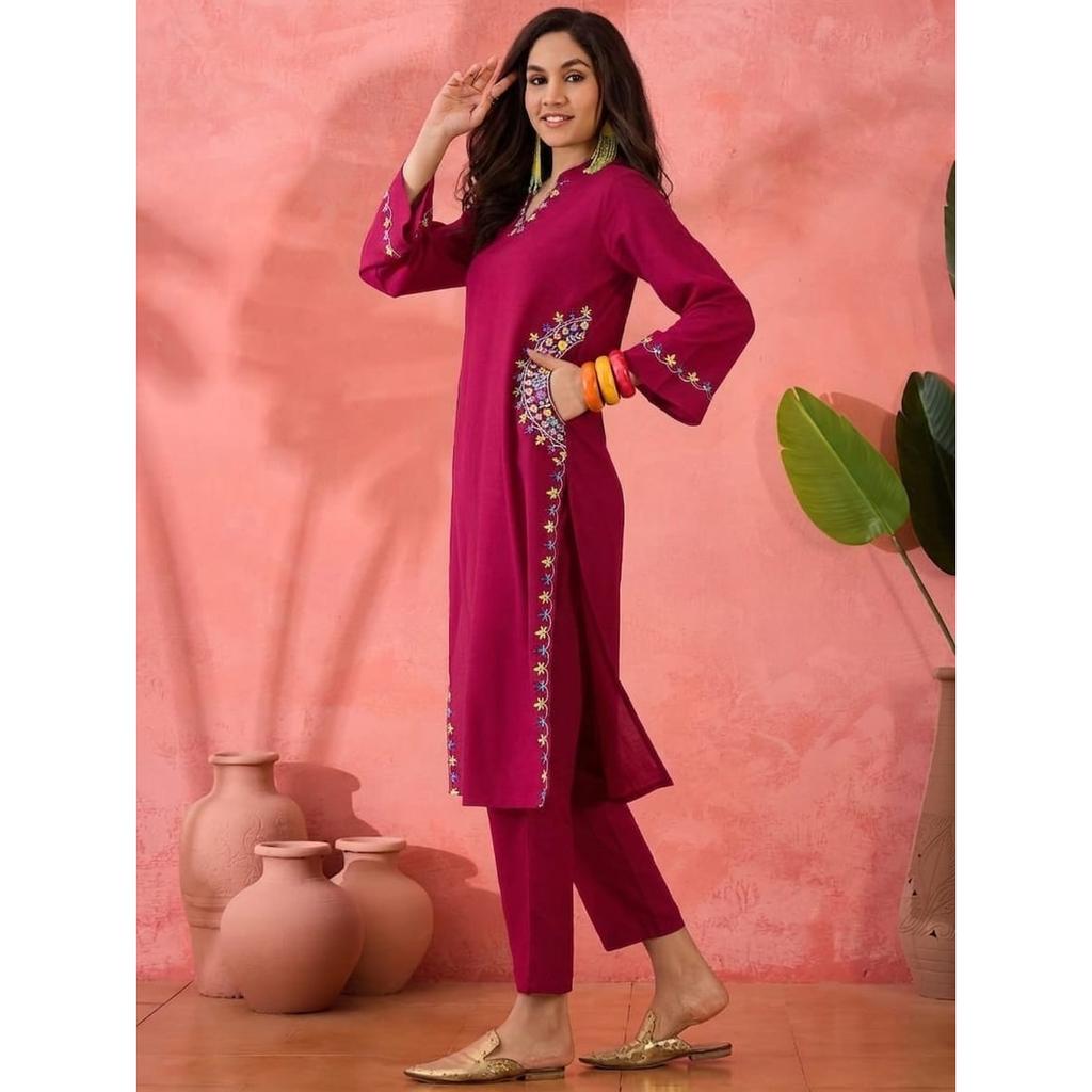 Women Office Party Wear Kurta Pant Set Indian Bollywood Ethnic Kurti Cord Set