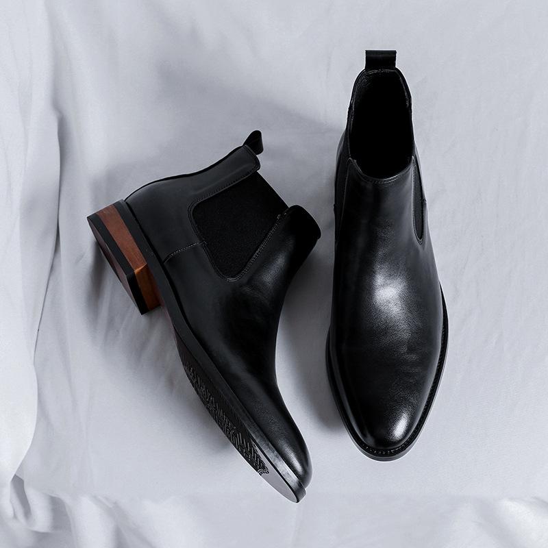 Chelsea boots high-top leather shoes pointed British heightening Martin boots winter velvet cotton shoes short boots