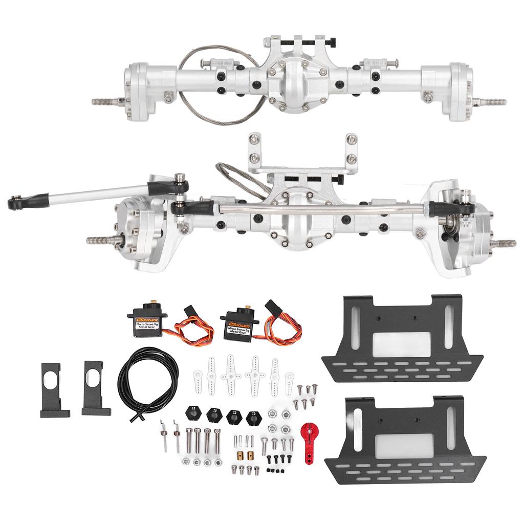 RC Front Rear Portal Axle Set with Pedal Servo Aluminum Alloy for Axial SCX10 I II III AXI03007
