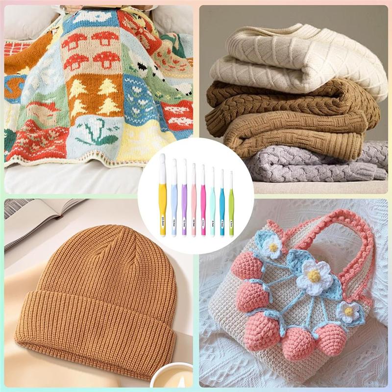 M-Modern-Large Crochet Hooks 8Pcs Plastic Knitting Tools For Blankets, Shawl For Knitting Blankets, Shawl And Carpet