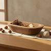 BoatShaped Tray HandPolished Wooden Raised Sides Serving Platter