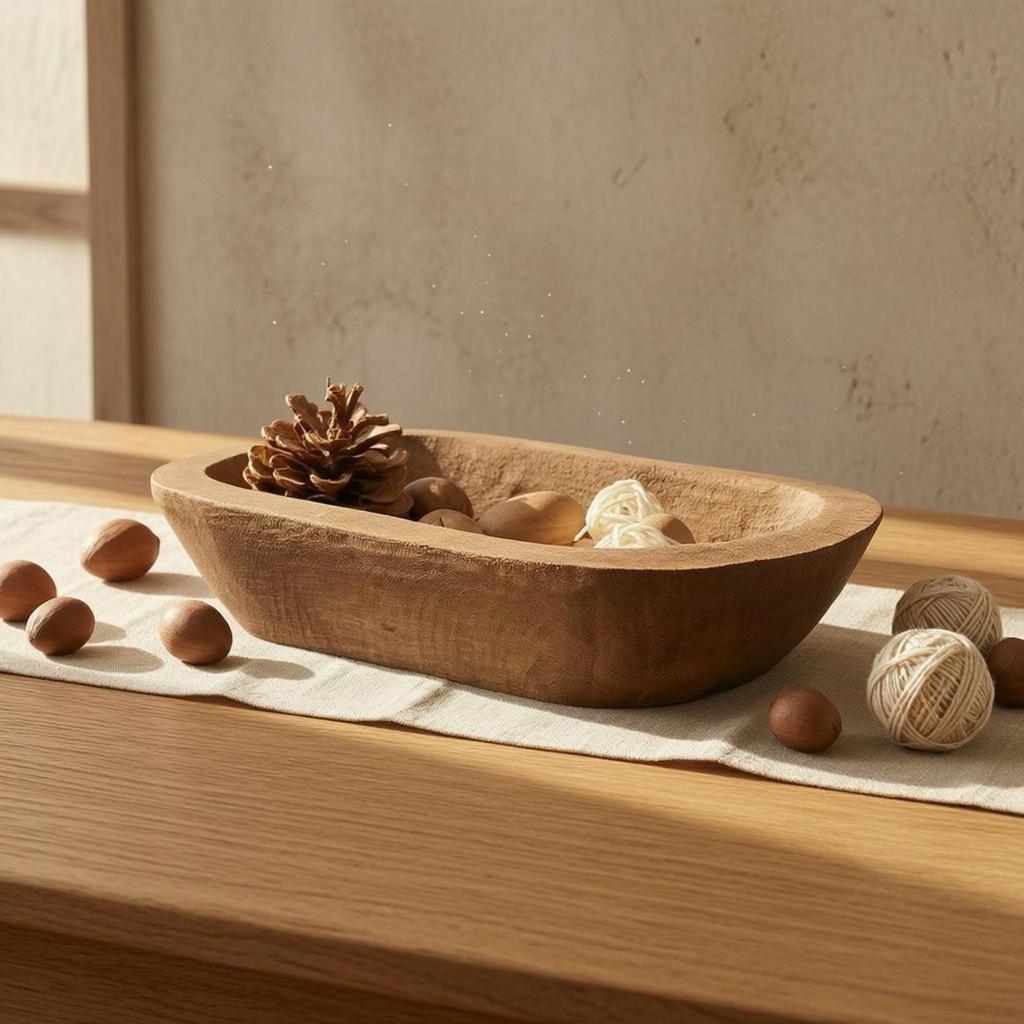 BoatShaped Tray HandPolished Wooden Raised Sides Serving Platter
