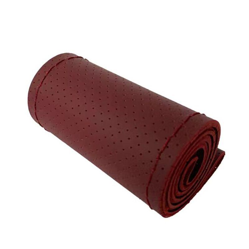 Leather Steering Wheel Cover Genuine Leather Car Steering Wheel Cover, Hand-Stitched, Non-Slip and Breathable Ineosgrenadier Grenadier Full Hole - Burgundy