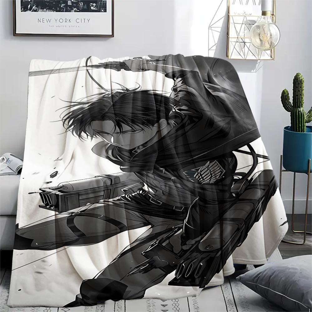1PC Attack On Titan Print Flannel Blanket, High Quality All Seasons, Home Decor, Warmth and Comfort, Perfect for Christmas Gifts