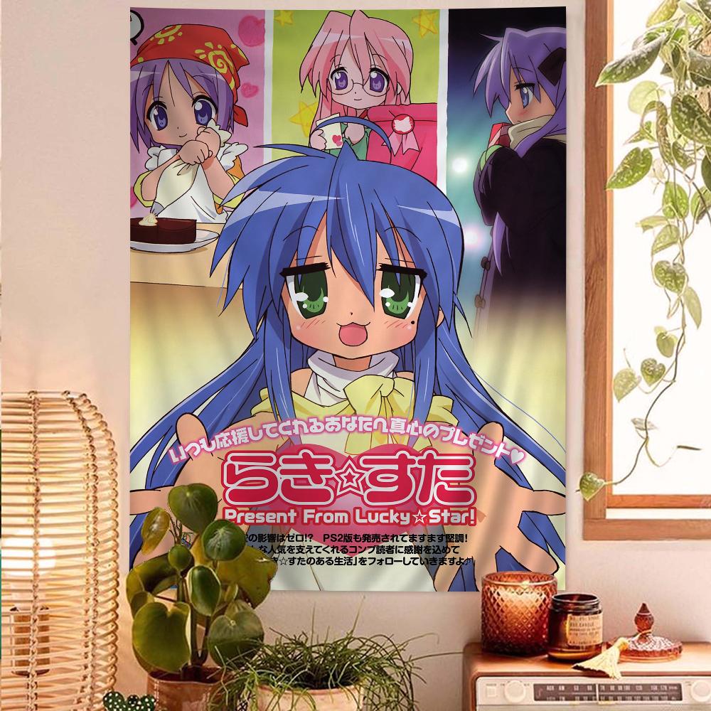 Lucky Star Anime Large Printed Wall Tapestry Hippie Vibe with Tarot Details BudgetFriendly Wall RugsHanging for Dorms  Spaces
