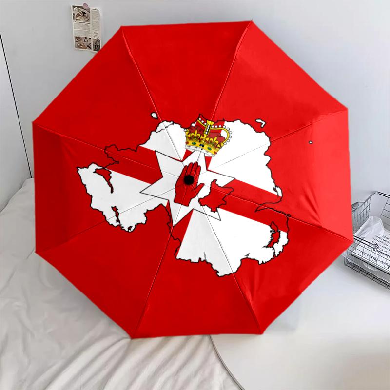 

1 PC Automatic Folding Umbrella - Ulster Pattern, Portable & Foldable Design with 8 Ribs, Christmas Birthday Gifts