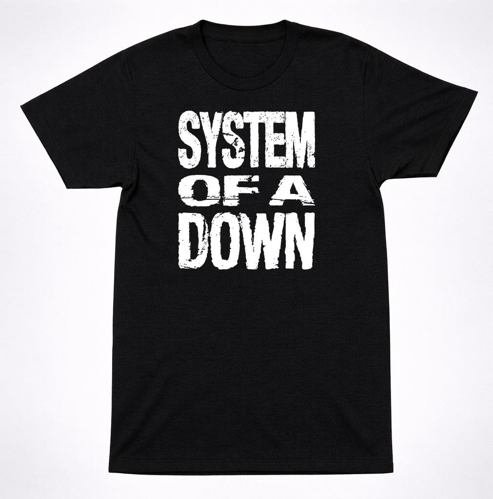 System of a Down Квадратный Текстовый Логотип Альтернативная Метал-группа Футболка Черная S разноцветный