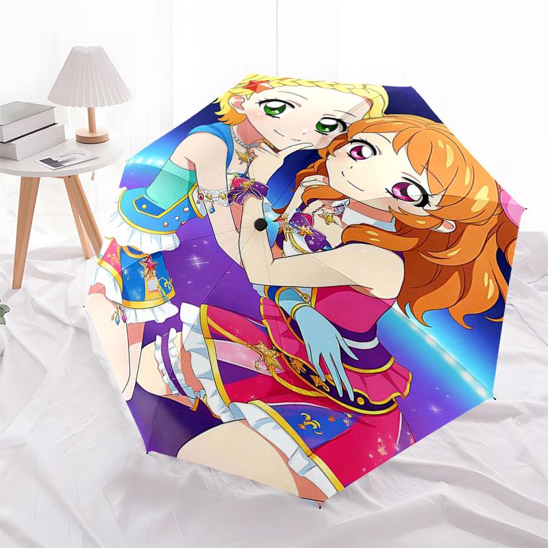 

1pc Love Live! Outdoor Umbrella - Automatic Opening & Closing, Portable Tri-Fold Design with Iron Frame - Perfect Gift for Fans, Travelers, Daily Use.