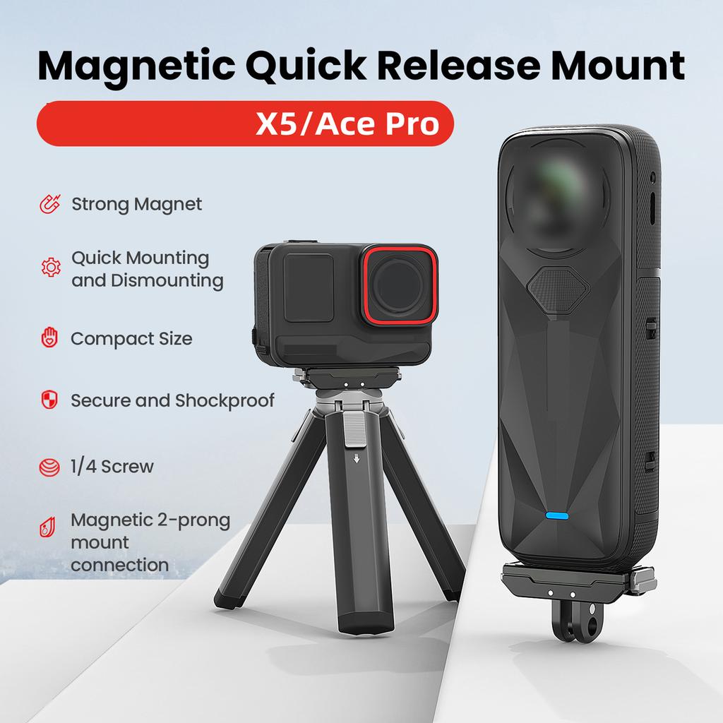 Metal Magnetic Mount Fits For Insta360 X5/AcePro2/AcePro Action Cameras Quick Release Adapter