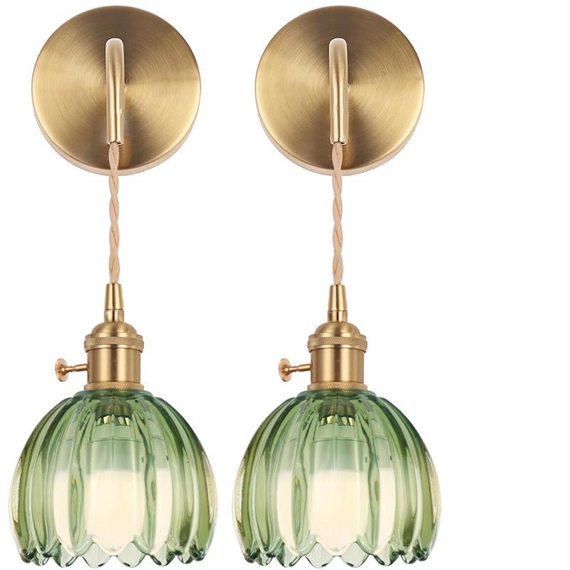 Wireless USB Charging Remote Chandelier with Retro Glass Flowers for Bedroom or Dining Room - Nordic Style